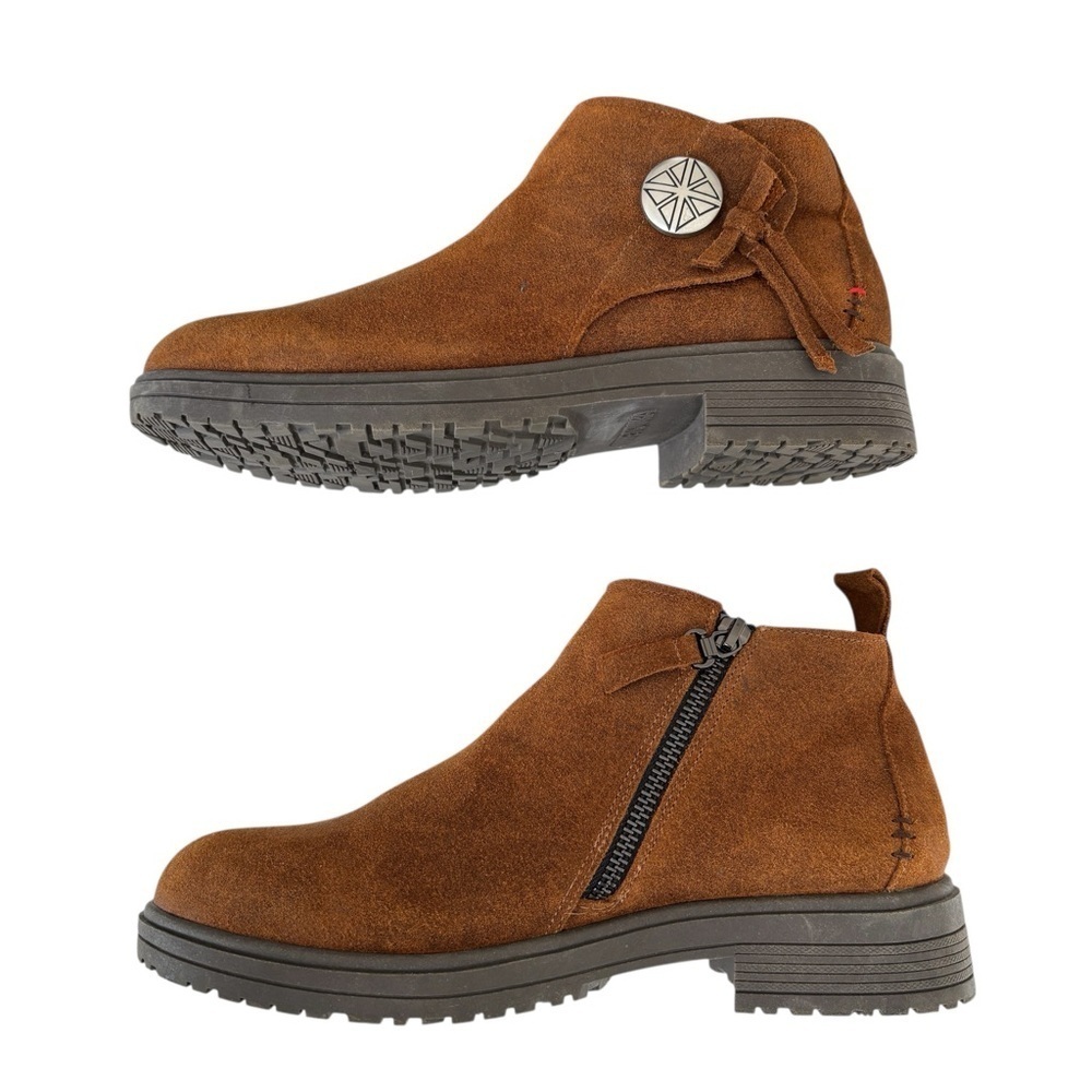 Minnetonka Joyelle Womens Ankle Boot Size 8 Brown Suede Comfort Foam Booties NEW - Picture 2 of 15